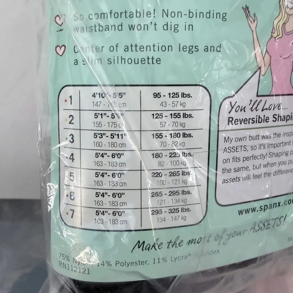 Love your Assets Reversible Shaping Tights Black Flipside Diamond NEW